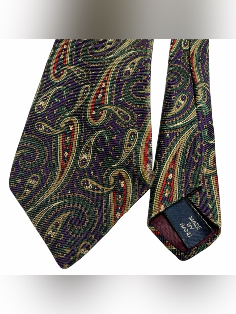 Vintage Polo Ralph Lauren Tie Paisley Pattern Silk Necktie USA Made By Hand